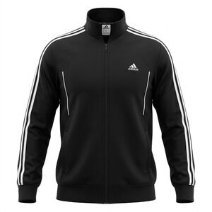 Adidas Climalite Mens Track Jacket Black White Stripes Full Zip XL X27366